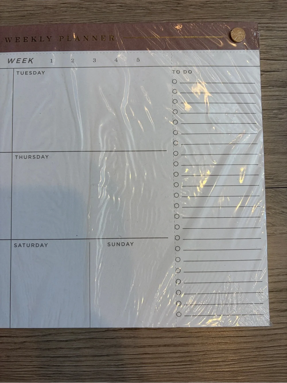 Weekly Desk Planner Pad - White and Rose Gold